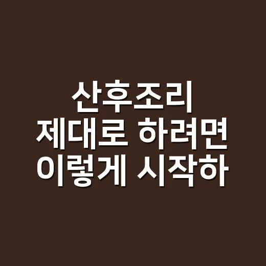 산후조리 제대로 하려면 이렇게 시작하세요 - 요약