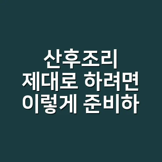 산후조리 제대로 하려면 이렇게 준비하세요 - 요약