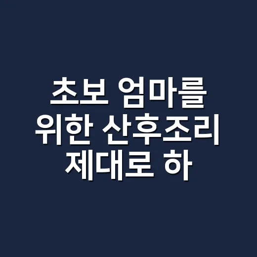 초보 엄마를 위한 산후조리 제대로 하는 방법 - 요약