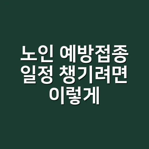 노인 예방접종 일정 챙기려면 이렇게 시작하세요 - 요약