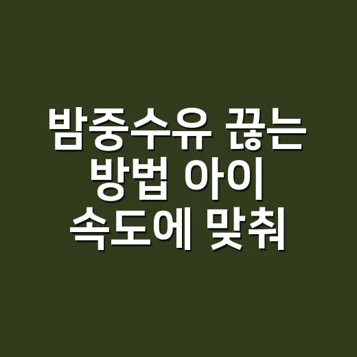 밤중수유 끊는 방법 아이 속도에 맞춰 줄이기 - 요약