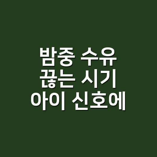 밤중 수유 끊는 시기 아이 신호에 맞춰 줄이는 방법 - 요약