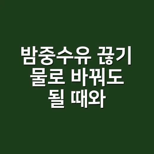 밤중수유 끊기 물로 바꿔도 될 때와 방법 - 요약