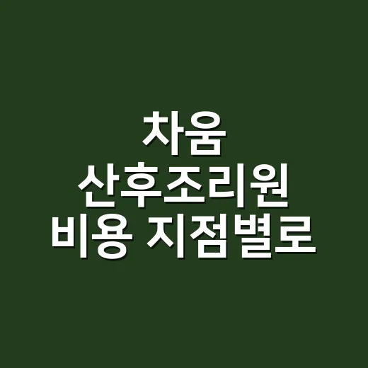 차움 산후조리원 비용 지점별로 비교하는 방법 - 요약