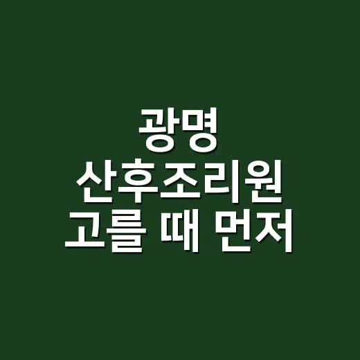 광명 산후조리원 고를 때 먼저 확인하는 방법 - 요약