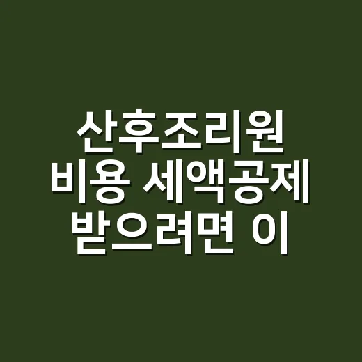 산후조리원 비용 세액공제 받으려면 이렇게 확인하세요 - 요약