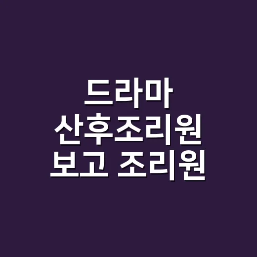 드라마 산후조리원 보고 조리원 고르는 방법 - 요약