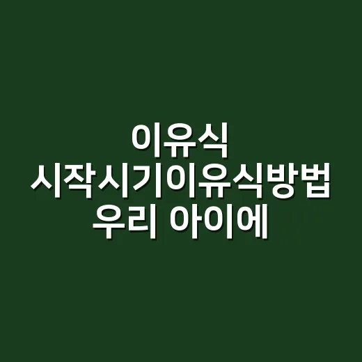 이유식 시작시기이유식방법 우리 아이에게 맞추는 방법 - 요약