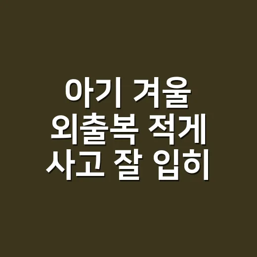 아기 겨울 외출복 적게 사고 잘 입히는 방법 - 요약