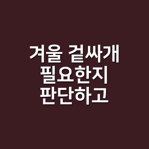겨울 겉싸개 필요한지 판단하고 고르는 방법 - 요약
