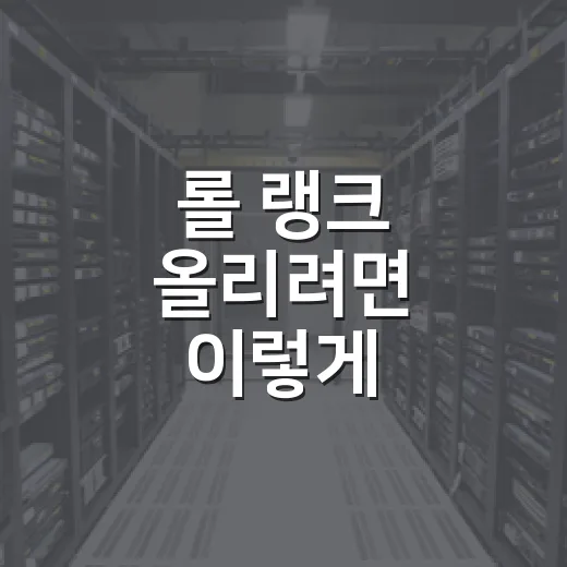 롤 랭크 올리려면 이렇게 시작하는 방법 - 요약