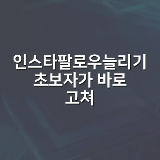 인스타팔로우늘리기 초보자가 바로 고쳐야 할 운영 방법 - 요약