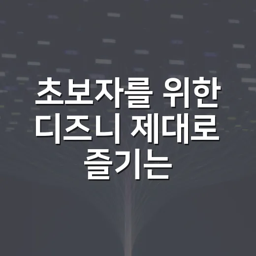 초보자를 위한 디즈니 제대로 즐기는 방법