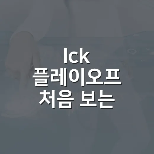 lck 플레이오프 처음 보는 사람도 흐름 잡는 방법 - 요약