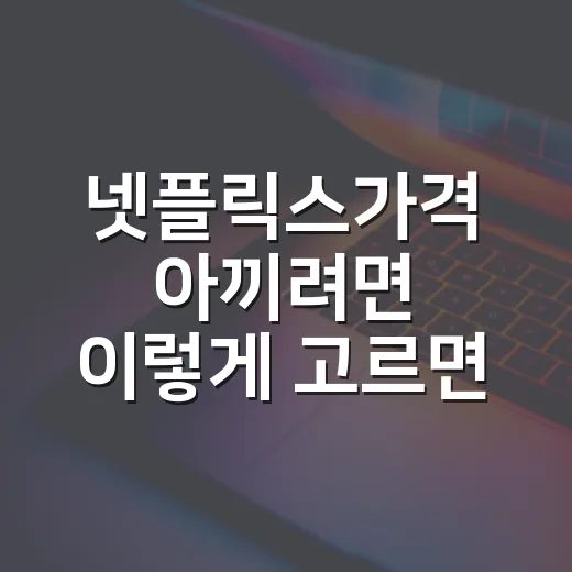 넷플릭스가격 아끼려면 이렇게 고르면 됩니다 - 요약