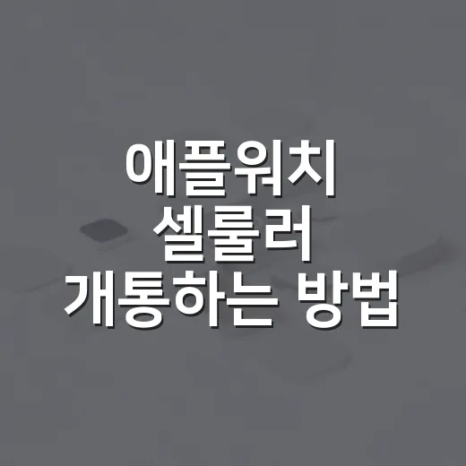 애플워치 셀룰러 개통하는 방법, 아이폰부터 요금제 확인까지 - 요약