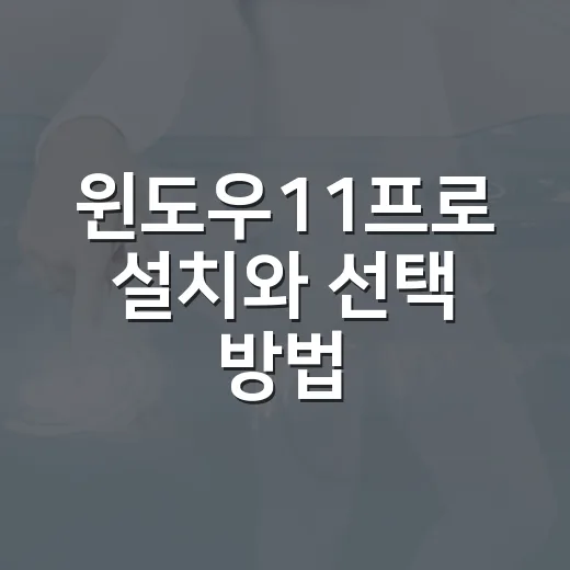 윈도우11프로 설치와 선택 방법, 처음이라면 이렇게 보면 편합니다 - 요약