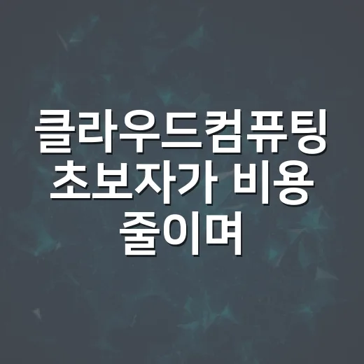 클라우드컴퓨팅 초보자가 비용 줄이며 시작하는 방법 - 요약