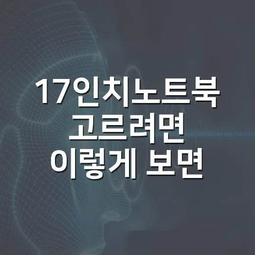 17인치노트북 고르려면 이렇게 보면 실패 확률이 줄어요 - 요약