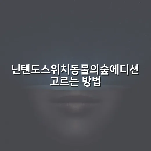닌텐도스위치동물의숲에디션 고르는 방법 - 요약
