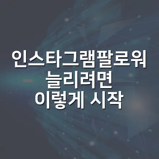 인스타그램팔로워 늘리려면 이렇게 시작하세요 - 요약