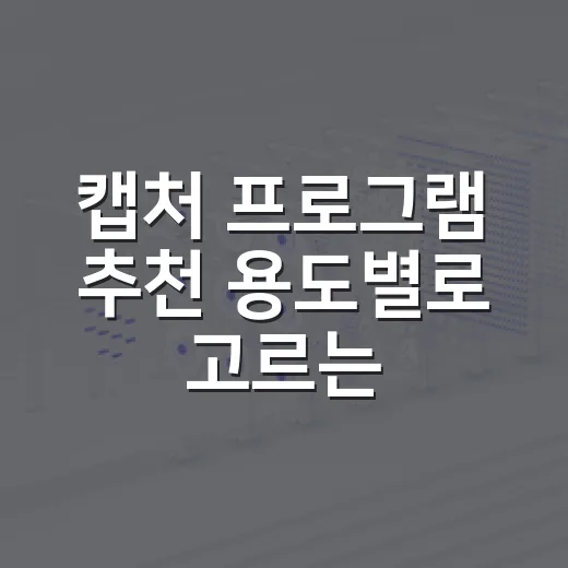 캡처 프로그램 추천 용도별로 고르는 방법 - 요약
