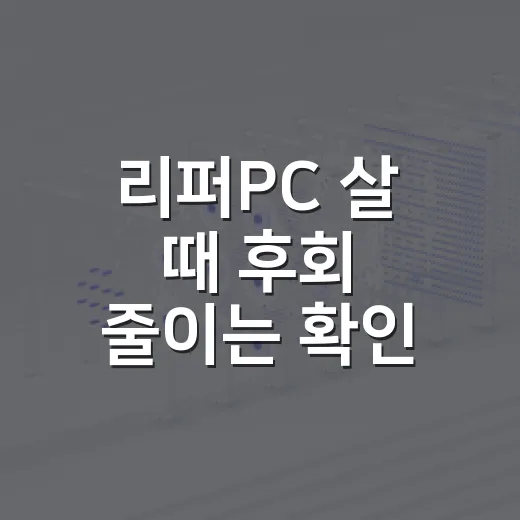 리퍼PC 살 때 후회 줄이는 확인 방법 - 요약