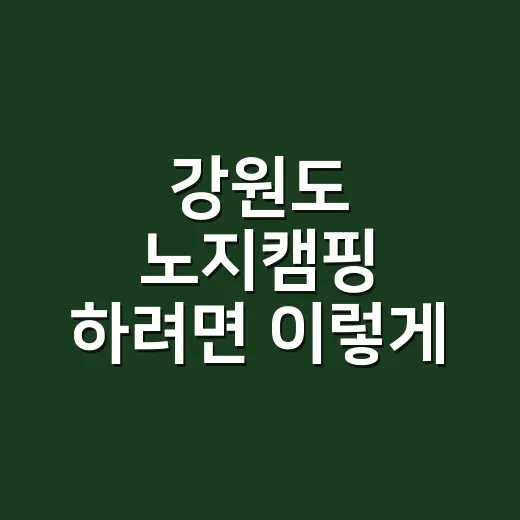 강원도 노지캠핑 하려면 이렇게 고르세요 - 요약