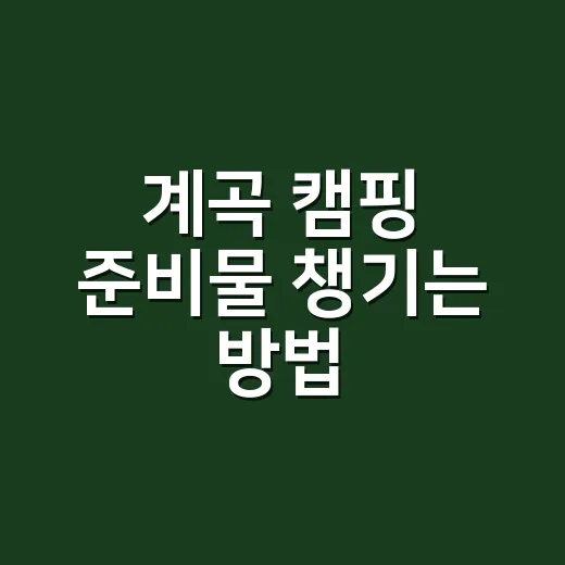 계곡 캠핑 준비물 챙기는 방법, 물가에서 빠뜨리면 고생하는 것들 - 요약