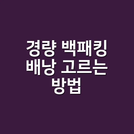경량 백패킹 배낭 고르는 방법, 처음부터 40L만 보면 안 됩니다 - 요약