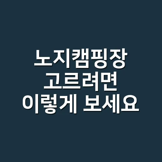 노지캠핑장 고르려면 이렇게 보세요, 초보가 놓치기 쉬운 자리와 안전 기준 - 요약