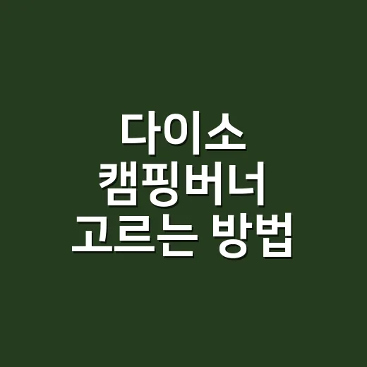 다이소 캠핑버너 고르는 방법, 초보가 헛돈 안 쓰려면 이렇게 보세요 - 요약