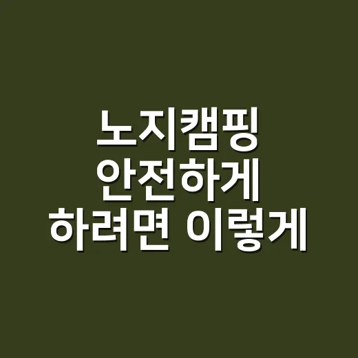 노지캠핑 안전하게 하려면 이렇게 준비하면 됩니다 - 요약