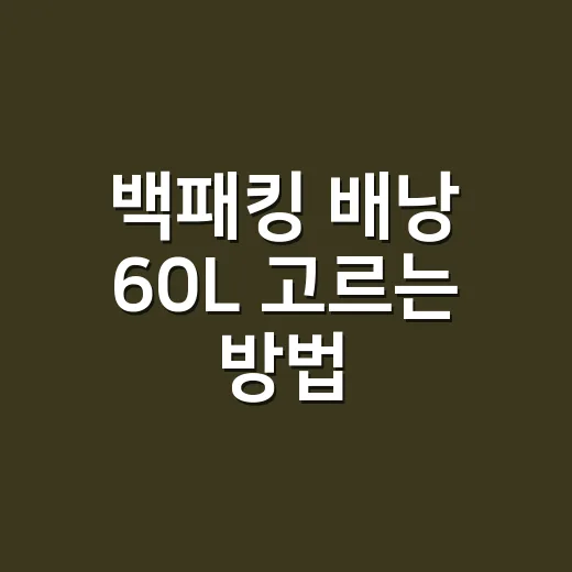 백패킹 배낭 60L 고르는 방법, 초보가 후회 덜 하려면 이렇게 보세요 - 요약