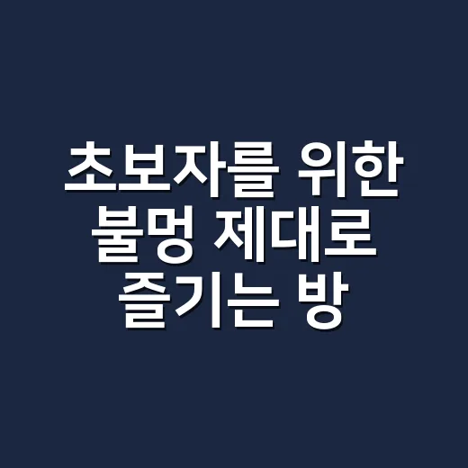 초보자를 위한 불멍 제대로 즐기는 방법, 장작부터 자리 잡기까지 - 요약