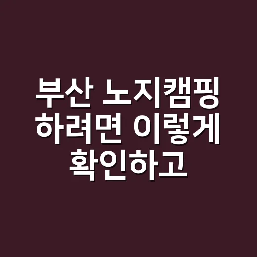 부산 노지캠핑 하려면 이렇게 확인하고 움직이면 덜 헤맨다 - 요약