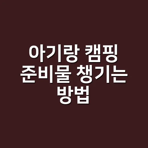 아기랑 캠핑 준비물…