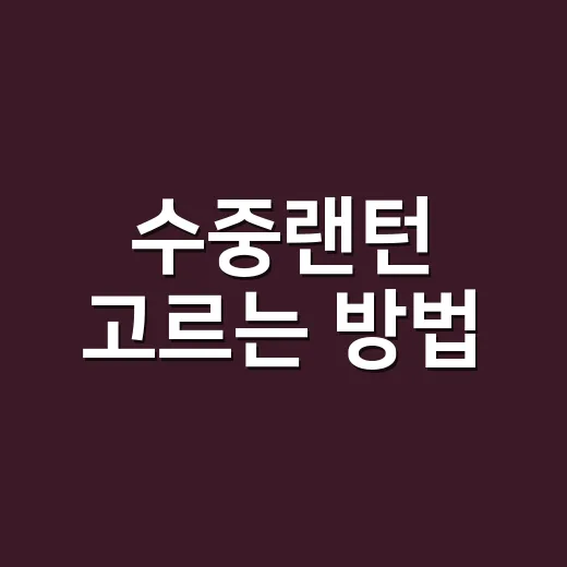 수중랜턴 고르는 방…