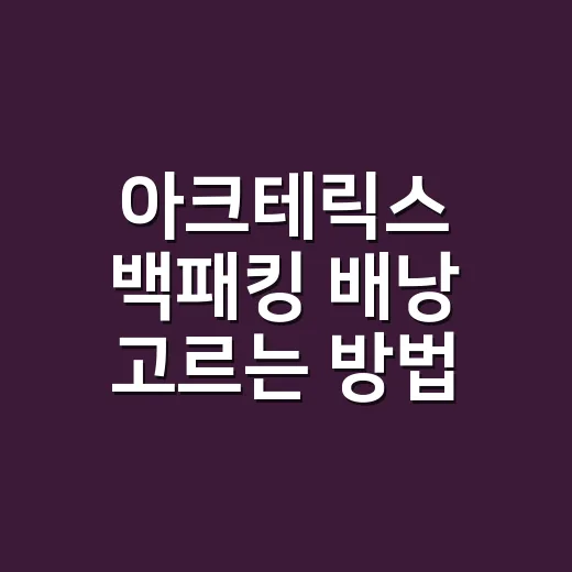 아크테릭스 백패킹 배낭 고르는 방법, 비싼 값 하기 전에 봐야 할 것들 - 요약