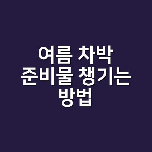여름 차박 준비물 챙기는 방법, 더위와 습기부터 잡아야 합니다 - 요약