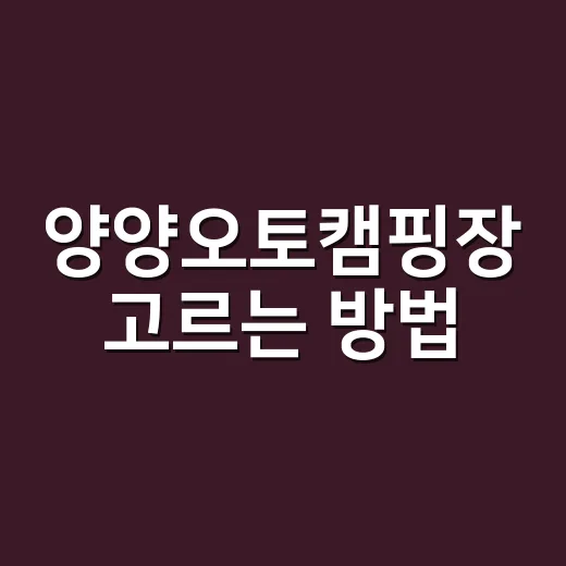 양양오토캠핑장 고르는 방법, 바다 앞이라고 다 편한 건 아닙니다 - 요약