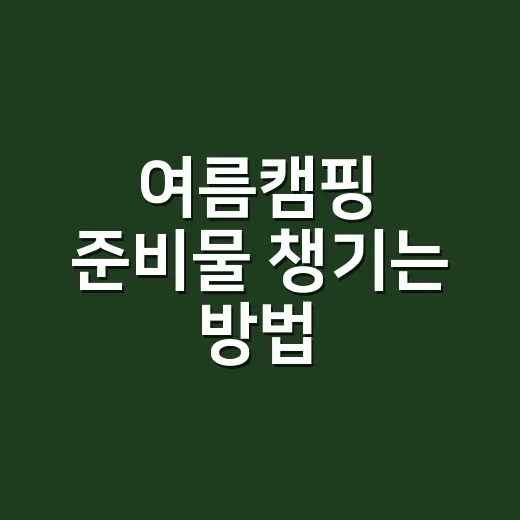 여름캠핑 준비물 챙기는 방법, 더위보다 습기와 벌레부터 잡으세요 - 요약