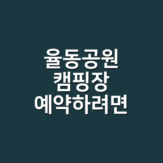 율동공원 캠핑장 예약하려면 이렇게 준비하면 덜 헤맵니다 - 요약