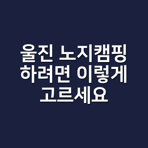 울진 노지캠핑 하려면 이렇게 고르세요: 바다, 바람, 단속까지 보는 방법 - 요약