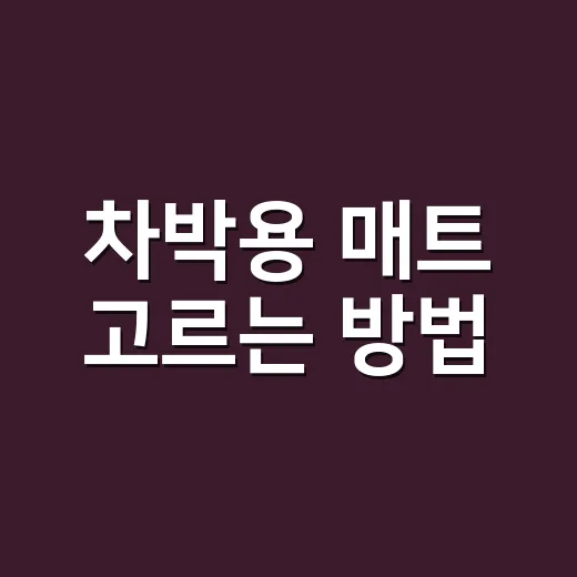 차박용 매트 고르는 방법, 허리 안 아프려면 이렇게 보세요 - 요약