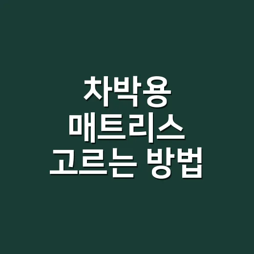 차박용 매트리스 고르는 방법, 허리 덜 아프게 자려면 이렇게 보세요 - 요약