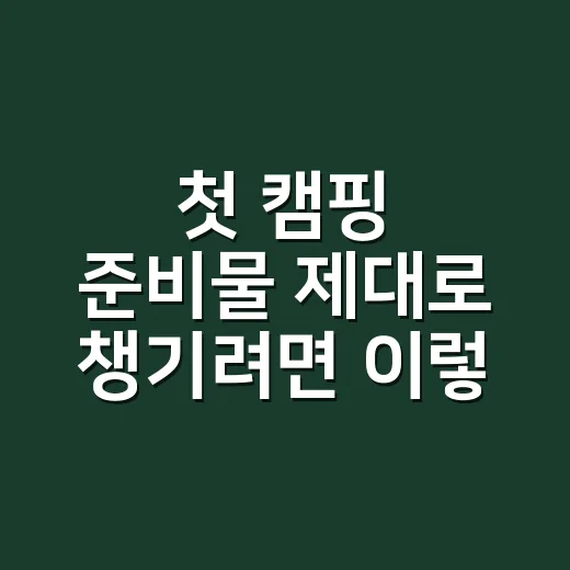 첫 캠핑 준비물 제대로 챙기려면 이렇게 시작하세요 - 요약