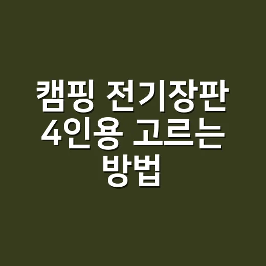 캠핑 전기장판 4인용 고르는 방법, 가족캠핑에서 실패 줄이려면 이렇게 보세요 - 요약