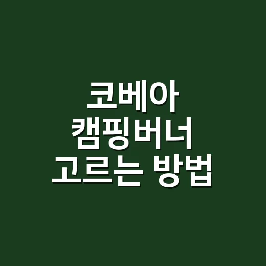 코베아 캠핑버너 고르는 방법, 초보 캠핑부터 백패킹까지 이렇게 나누면 됩니다 - 요약