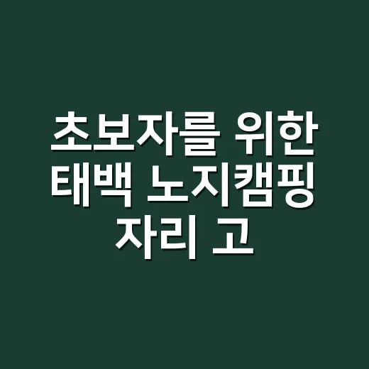 초보자를 위한 태백 노지캠핑 자리 고르는 방법 - 요약